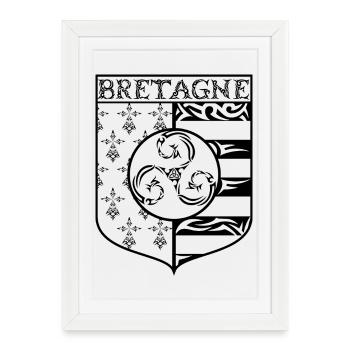 Bretagne Blason Gwenn Ha Du Tribal Triskèle - Affiche encadrée (27 × 37 cm) - blanc - Devant