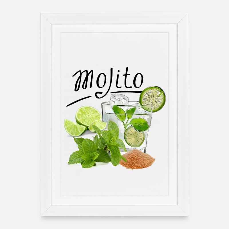 Mojito Drink ART - Affiche encadrée (27 × 37 cm) - blanc