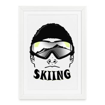Vieux Montagne et Lunettes de Ski Authentiques - Affiche encadrée (27 × 37 cm) - blanc - Devant