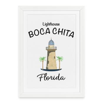 Florida Boca Chita Lighthouse, USA - Framed poster (27 × 37 cm) - white - Front