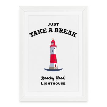 England, East Sussex, Beachy Head Lighthouse Pause - Gerahmtes Poster (27 × 37 cm) - Weiß - Vorne