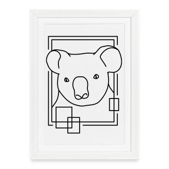 Koala in Geometric Shape - Line Art Design - Framed poster (27 × 37 cm) - white - Front
