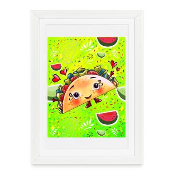 Happy Taco - Framed poster (27 × 37 cm) - white - Front