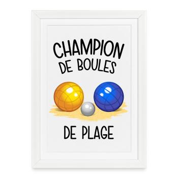 Champion de boules de plage - Affiche encadrée (27 × 37 cm) - blanc - Devant