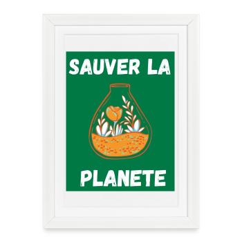 JOUR DE LA TERRE,ECOLOGIE,PLANETE,ENVIRONNEMENT - Affiche encadrée (27 × 37 cm) - blanc - Devant