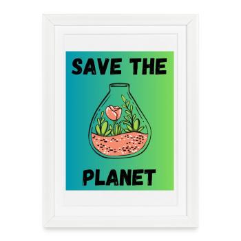 PLANETE. JOUR DE LA TERRE. ECOLOGIE. PLANETE. BIO - Affiche encadrée (27 × 37 cm) - blanc - Devant