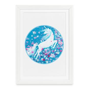 Licorne dans la danse des fleurs - Sonja Ariel von Staden - Affiche encadrée (27 × 37 cm) - blanc - Devant
