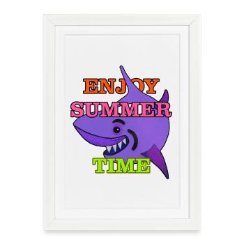 Requin joueur - Affiche encadrée (27 × 37 cm) - blanc - Devant