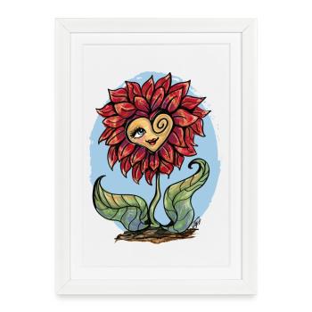 fleur d’amour avec handicap - Affiche encadrée (27 × 37 cm) - blanc - Devant