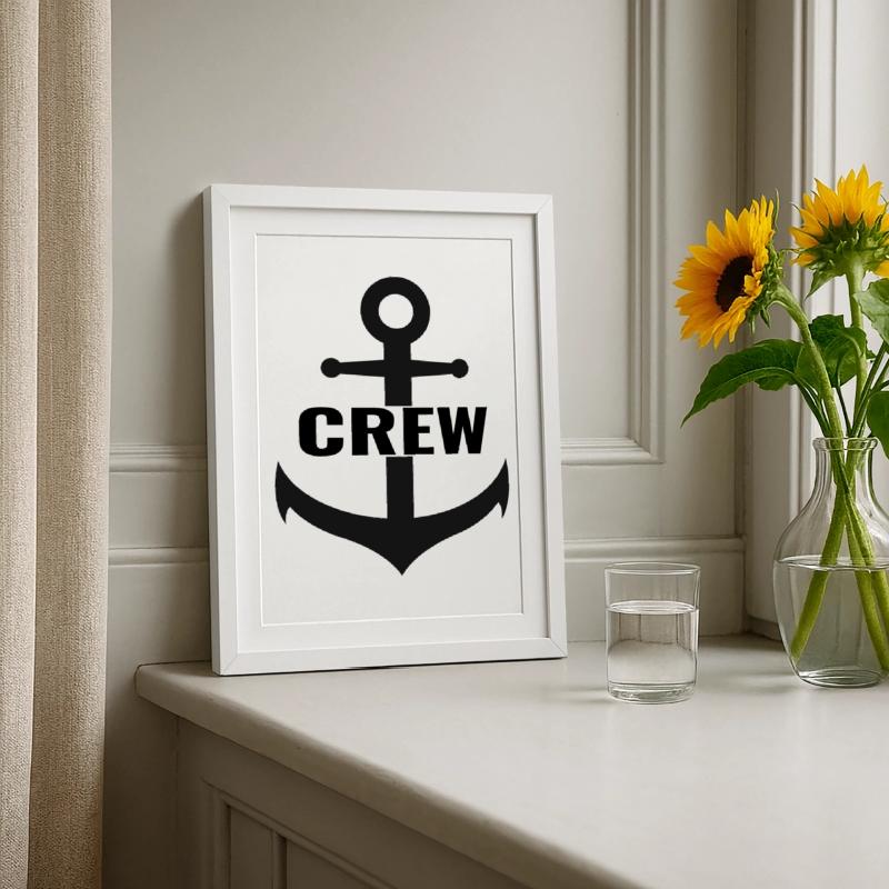 Crew mit Anker das Team Design Gerahmtes Poster (27 × 37 cm)