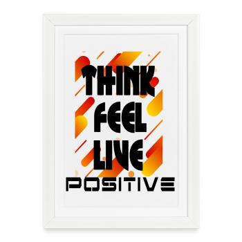 think feel live positive v2 - Affiche encadrée (27 × 37 cm) - blanc - Devant