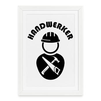 Handwerker Symbol Logo Icon Bauarbeiter Firma Icon - Gerahmtes Poster (27 × 37 cm) - Weiß - Vorne