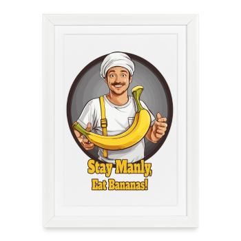 Bananes pour hommes - Affiche encadrée (27 × 37 cm) - blanc - Devant