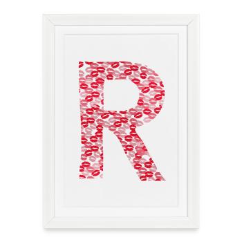 Lettre R -kiss tee shirt - Affiche encadrée (27 × 37 cm) - blanc - Devant