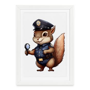 Squirrel Policewoman - Framed poster (27 × 37 cm) - white - Front
