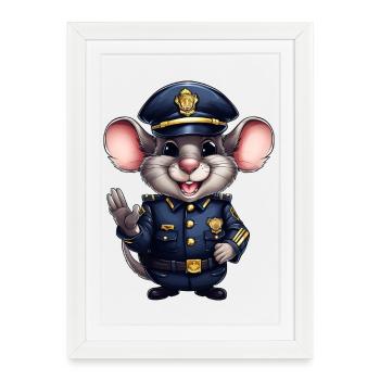 Police Rat - Affiche encadrée (27 × 37 cm) - blanc - Devant