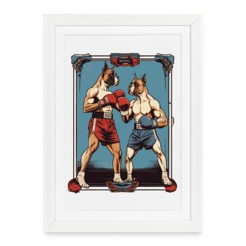 Dogs in boxing - Framed poster (27 × 37 cm) - white - Front