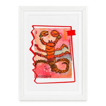 Scorpion Aquarelle Illustration Couleurs vives - Affiche encadrée (27 × 37 cm) - blanc - Devant