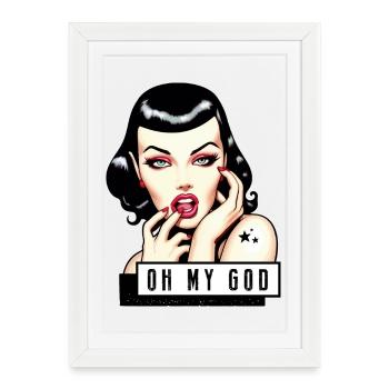Lola Rockabilly Illustration TShirt - Affiche encadrée (27 × 37 cm) - blanc - Devant