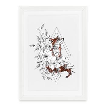 Floral Fox Ornamental Geometry - Framed poster (27 × 37 cm) - white - Front