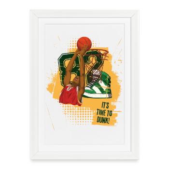 Urban Basketball Sneaker Art Tee - Affiche encadrée (27 × 37 cm) - blanc - Devant