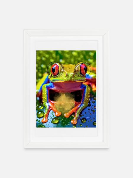Magical Frog - Framed poster (27 × 37 cm) - white