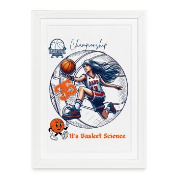 Illustration dynamique de championne de basket-ball - Affiche encadrée (27 × 37 cm) - blanc - Devant