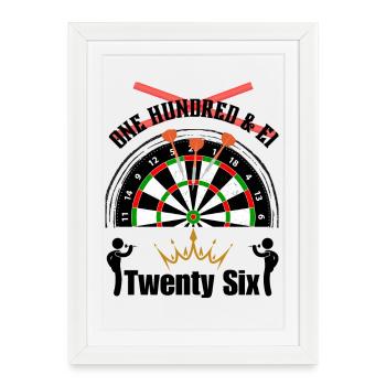 26 est le nouveau 180 - Fléchettes en acier - Affiche encadrée (27 × 37 cm) - blanc - Devant