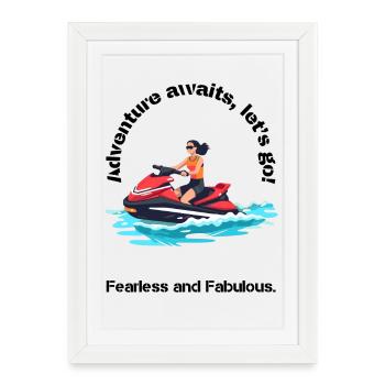 Design d’aventure en jet ski vibrant - Affiche encadrée (27 × 37 cm) - blanc - Devant