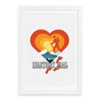 Heartbeat Trail Mountain Trek - Framed poster (27 × 37 cm) - white - Front
