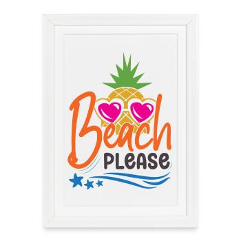 Beach Please - Framed poster (27 × 37 cm) - white - Front
