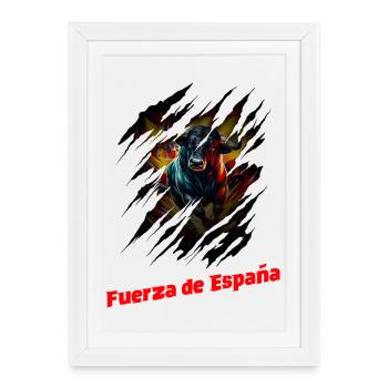 Espagne : Taureau de tauromachie Matador - Affiche encadrée (27 × 37 cm) - blanc - Devant