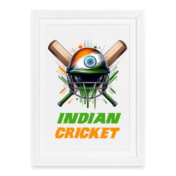 India cricket helmet elephant design - Framed poster (27 × 37 cm) - white - Front