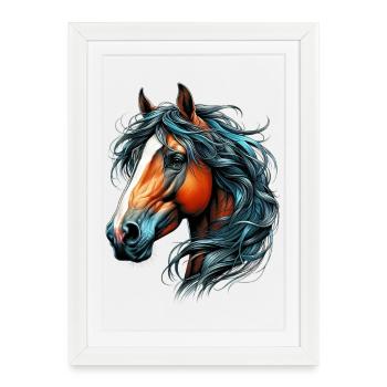 Cheval - Affiche encadrée (27 × 37 cm) - blanc - Devant