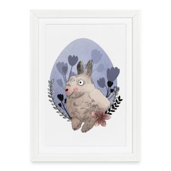 Illustration de lapin de Pâques - Affiche encadrée (27 × 37 cm) - blanc - Devant