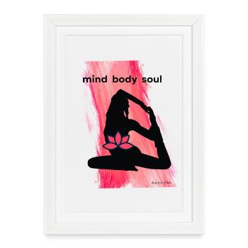 Silhueta Yoga à la fleur de lotus - Affiche encadrée (27 × 37 cm) - blanc - Devant