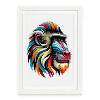 Singe mandrill - Affiche encadrée (27 × 37 cm) - blanc - Devant