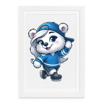 Ours Ours Polaire Fille Patinage Sur Glace Patinage Sur Glace - Affiche encadrée (27 × 37 cm) - blanc - Devant