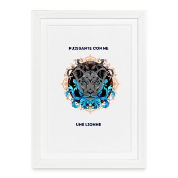 comme une lionne avec texte - Affiche encadrée (27 × 37 cm) - blanc - Devant