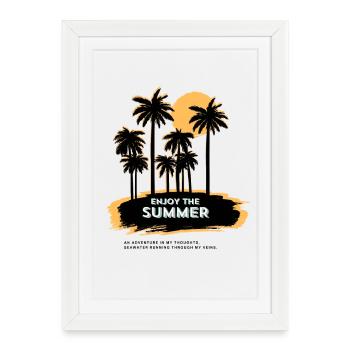 Enjoy the summer - Palm Beach Summer Holiday Sun - Gerahmtes Poster (27 × 37 cm) - Weiß - Vorne