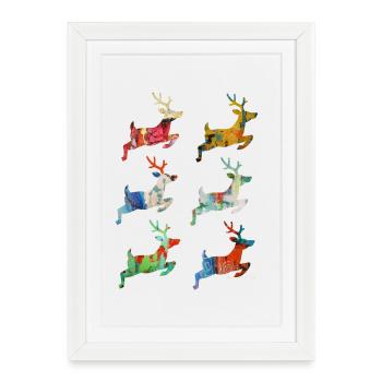 Caribou Style abstrait coloré - Affiche encadrée (27 × 37 cm) - blanc - Devant