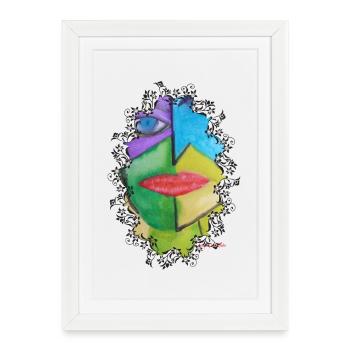 Abstract Colorful Face Portrait - Framed poster (27 × 37 cm) - white - Front