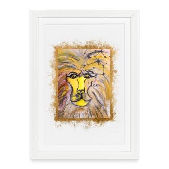 Leo zodiac sign illustration - Framed poster (27 × 37 cm) - white - Front