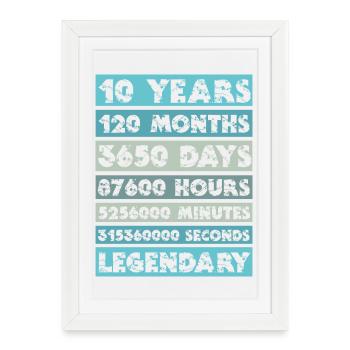 10 ans - Anniversaire, Entreprise, Anniversaire, Mariage - Affiche encadrée (27 × 37 cm) - blanc - Devant