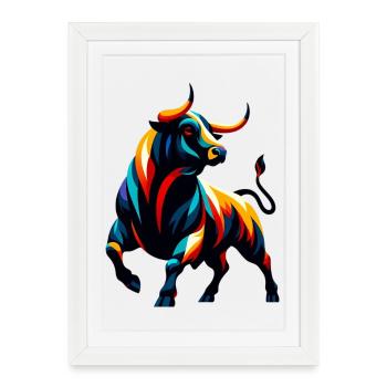 Taureau - Affiche encadrée (27 × 37 cm) - blanc - Devant