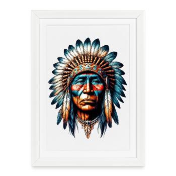 American Indian American Red Indian - Framed poster (27 × 37 cm) - white - Front