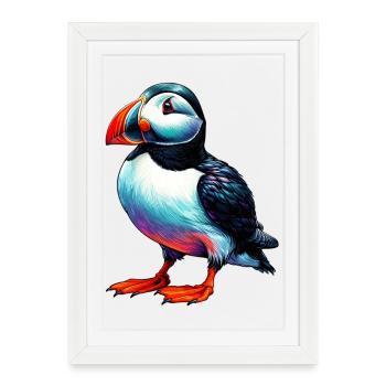 Puffin - Framed poster (27 × 37 cm) - white - Front