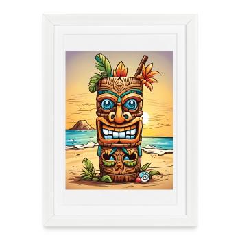 Tiki Statue - Framed poster (27 × 37 cm) - white - Front