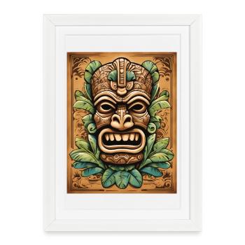 Masque Tiki - Affiche encadrée (27 × 37 cm) - blanc - Devant