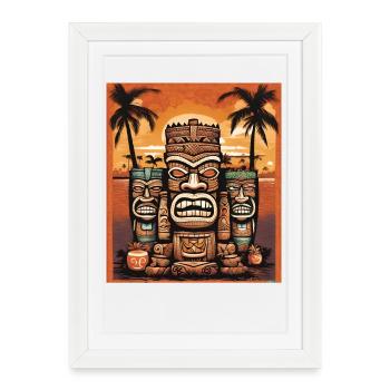 Tiki Statues - Framed poster (27 × 37 cm) - white - Front